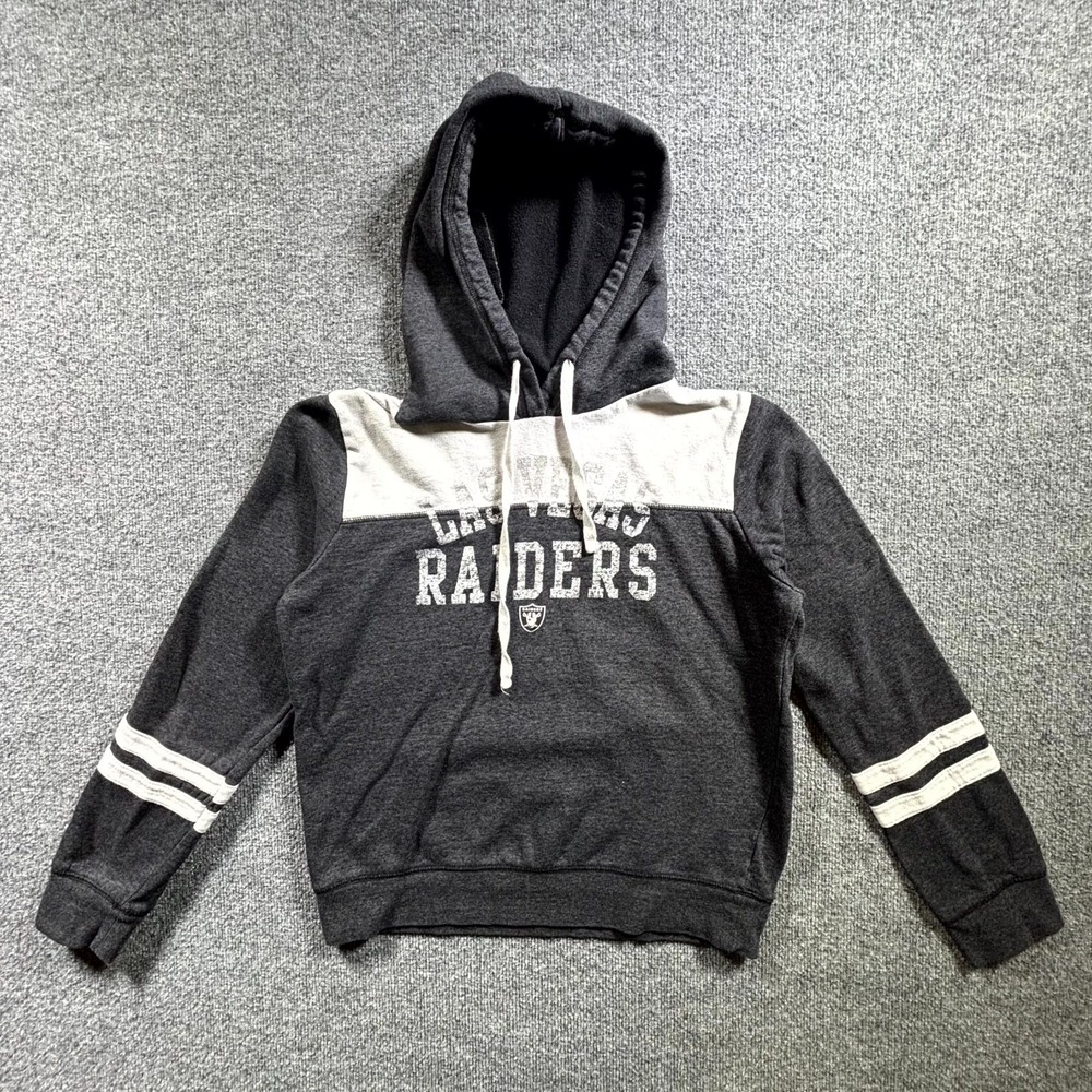 NFL Las Vegas Raiders Hoodie Men's Medium Gray White Colorblock Active Football
